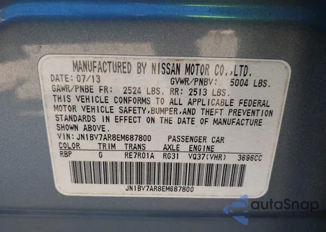 2014 Infiniti Q50 Premium from USA, damaged, VIN JN1BV7AR8EM687800
